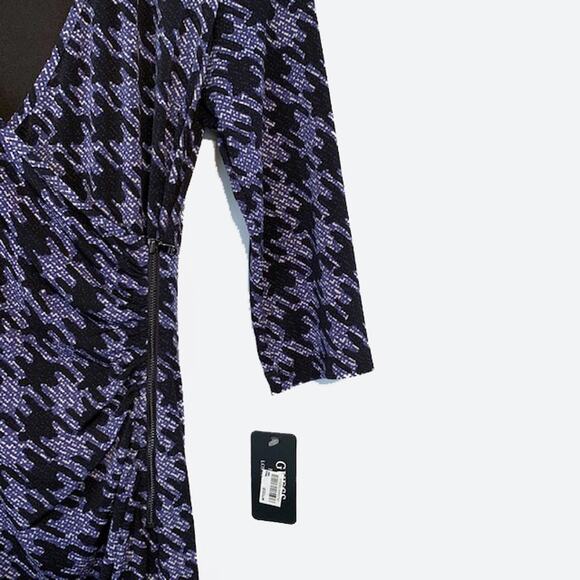 New GUESS Penelope Faux Wrap Zipper Black Purple Dress | 6 - Picture 3 of 6